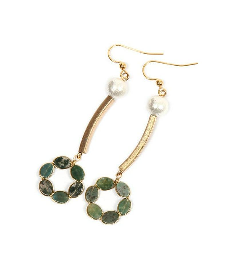 K14GF 筒ロングパーツ×インディアンアゲートピアス