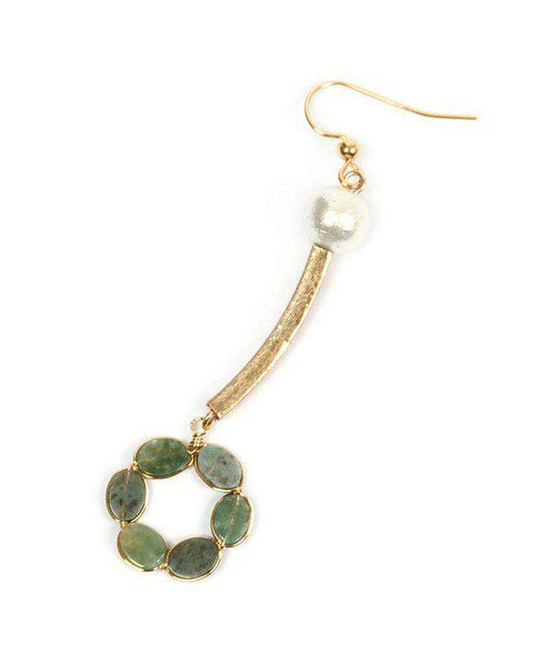 K14GF 筒ロングパーツ×インディアンアゲートピアス