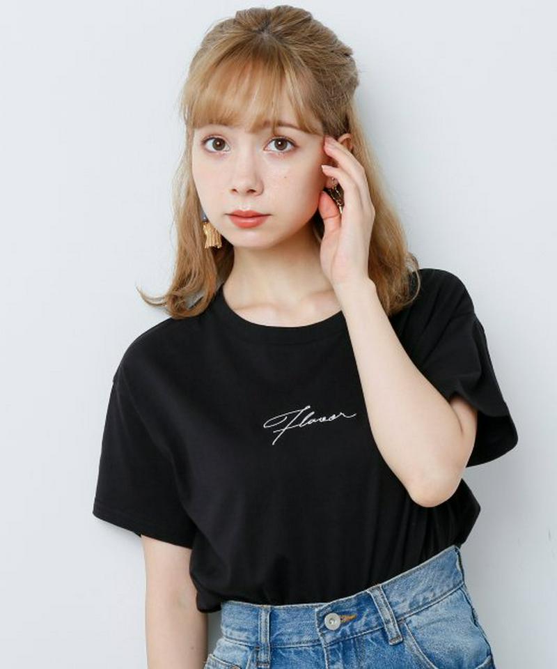 ロゴ刺繍天竺Tシャツ