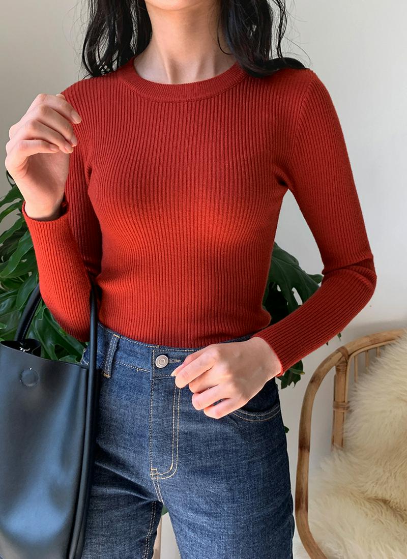 ラウンドスリムリブニット・全6色