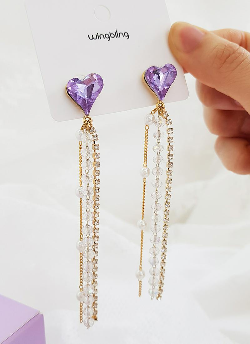 2TYPEバイオレットハートロングピアス