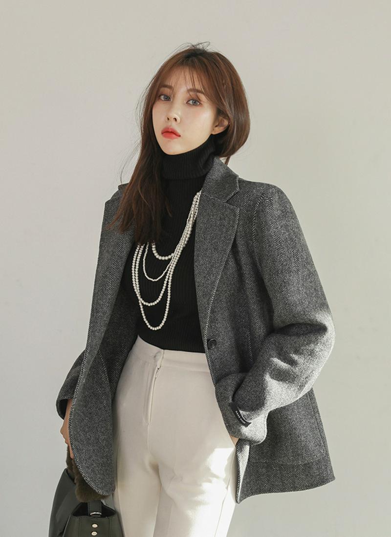 ウール混ヘリンボーンジャケット