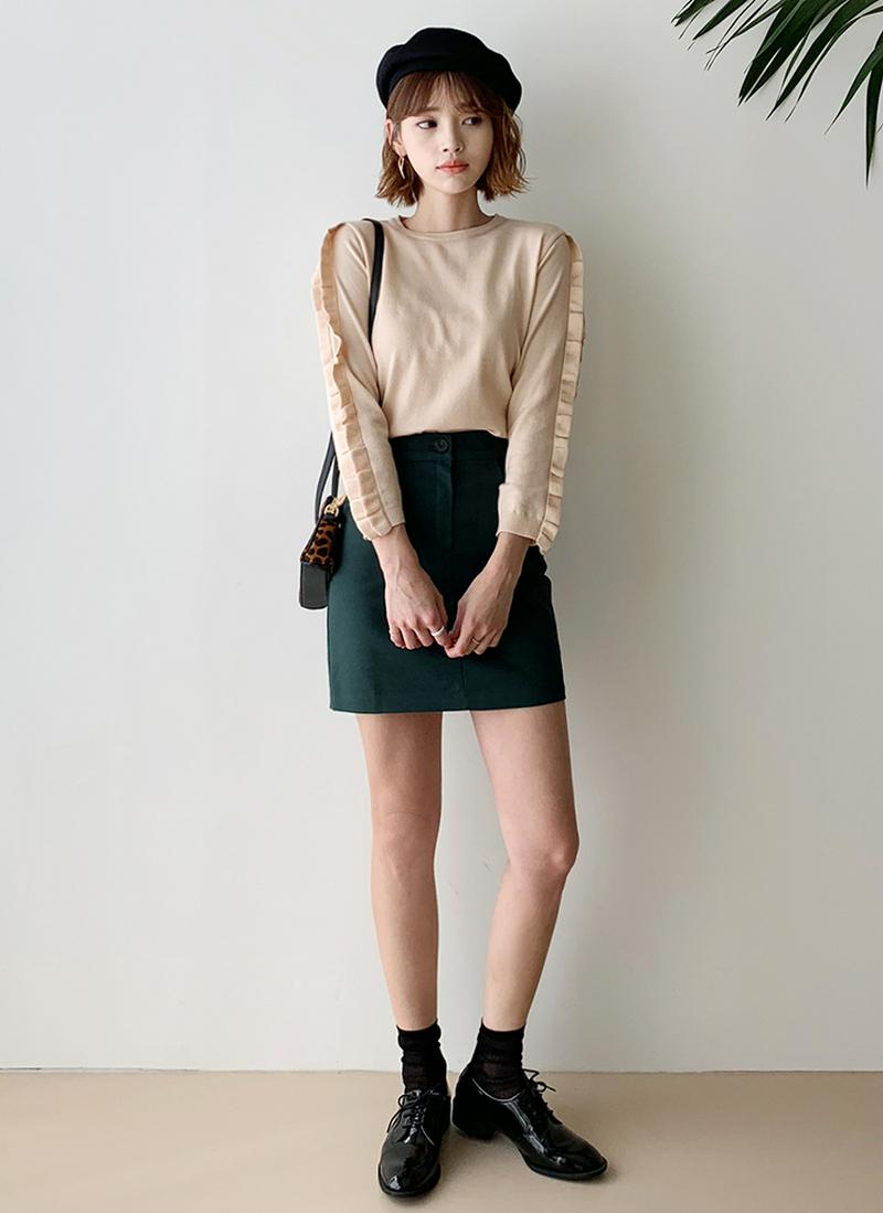 フリルスリーブニット・全2色