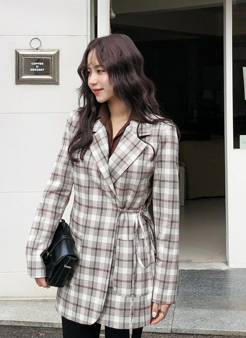 ストラップチェックジャケット