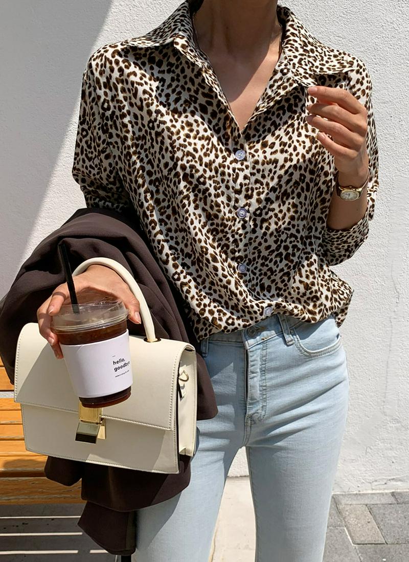 ヒョウ柄カラーブラウス
