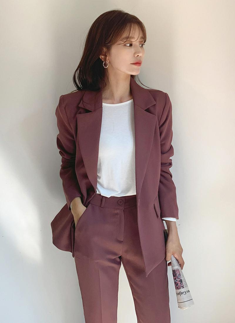 ≪人気商品再入荷≫ワンボタンジャケット・全4色・t55263 レディース【jk】 韓国ファッション アウター ジャケット テーラードカラー 肩パッド カラーアウター 無地 カジュアル シンプル ベーシック セットアップアイテム 秋