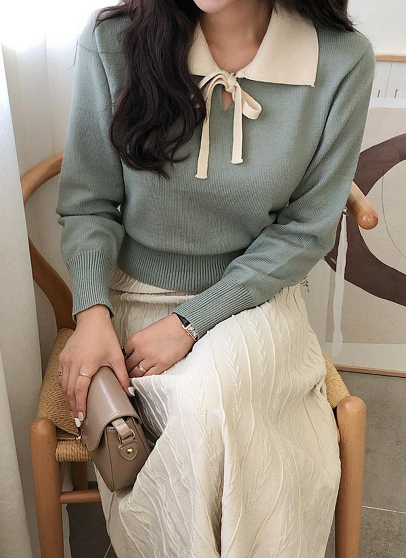 配色カラーニットトップス