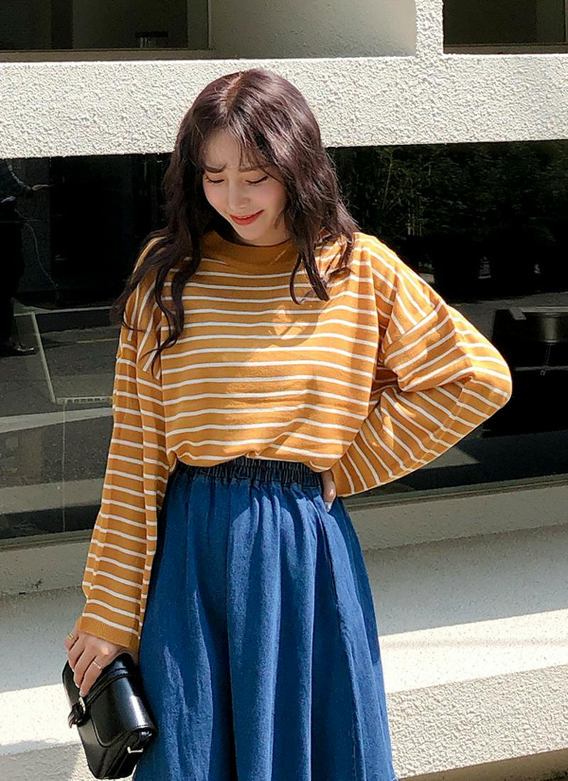 ルーズボーダーアクリルニット