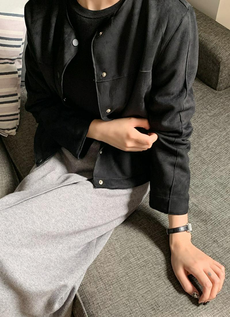 ノーカラースエードジャケット