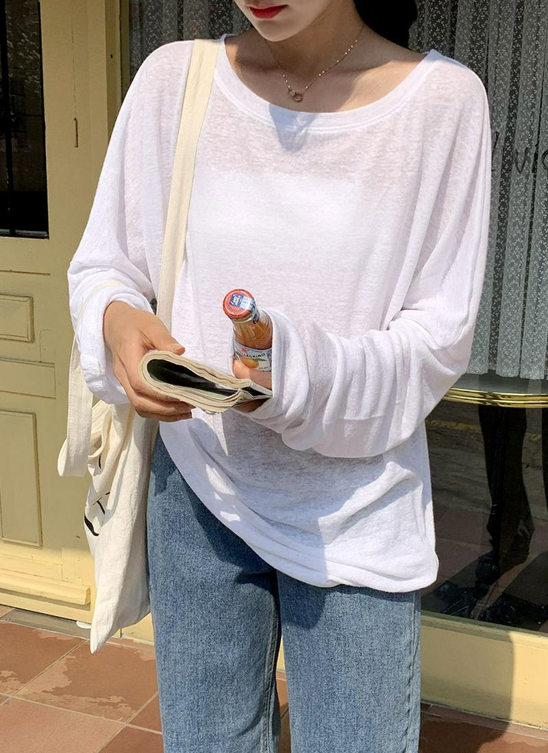 オーバーアクリル混Tシャツ