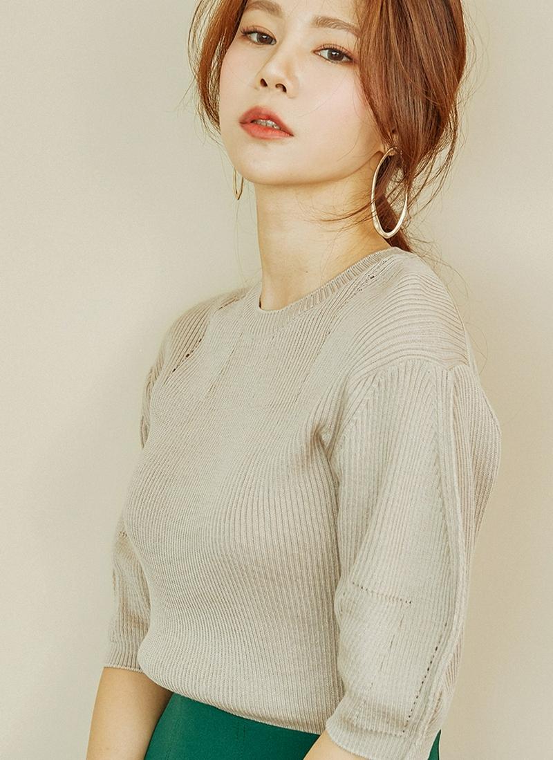 ウール混パネルニット