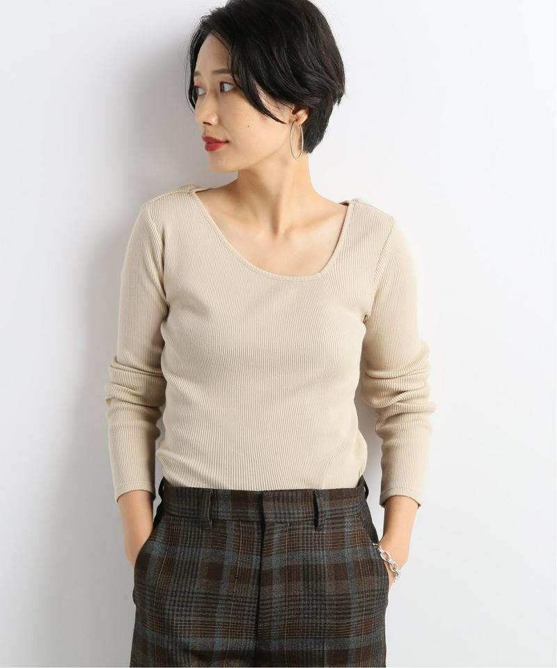 【NEU】アシメネックラインリブトップス