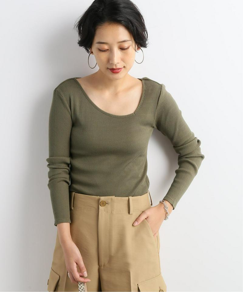 【NEU】アシメネックラインリブトップス