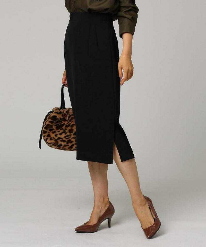 ◆レーヨン混タイトミモレ丈スカート