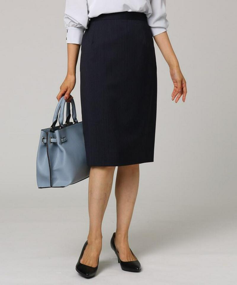 ファインウーステッド ミモレ丈タイトスカート