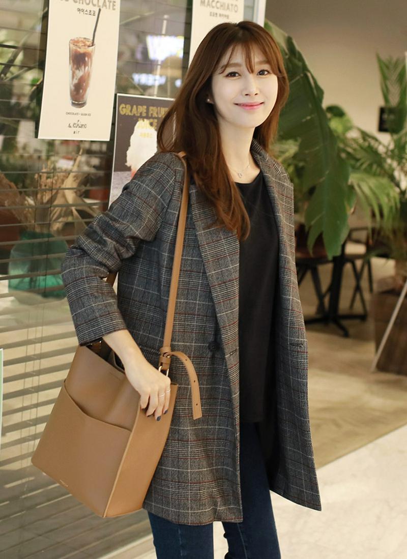 チェックパターンルーズジャケット