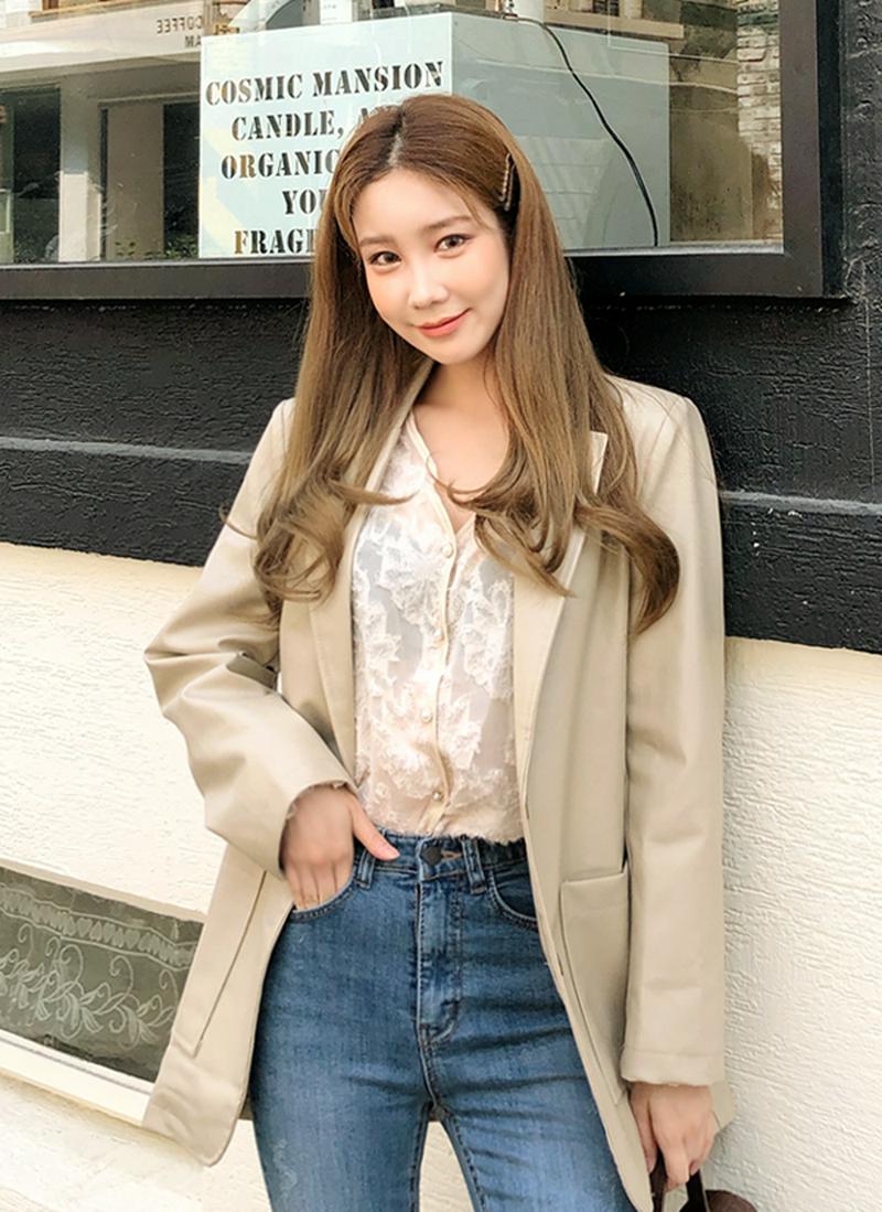 レザー調ツーボタンジャケット