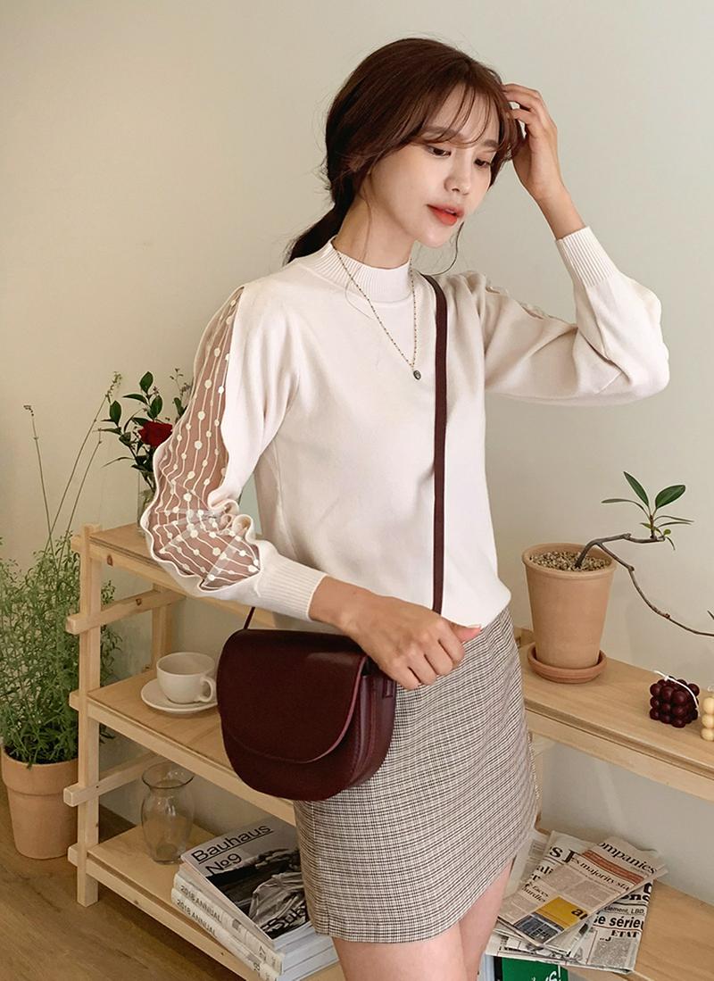 ドットシアースリーブニット・全2色