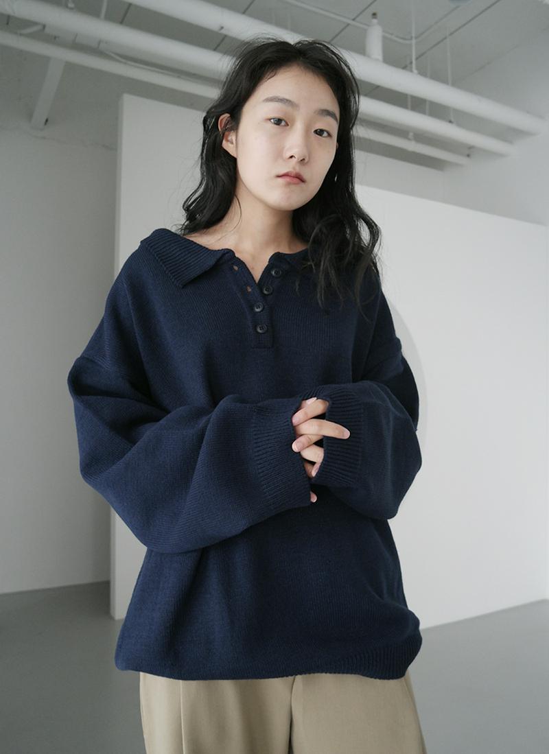 オーバーフィットカラーニット