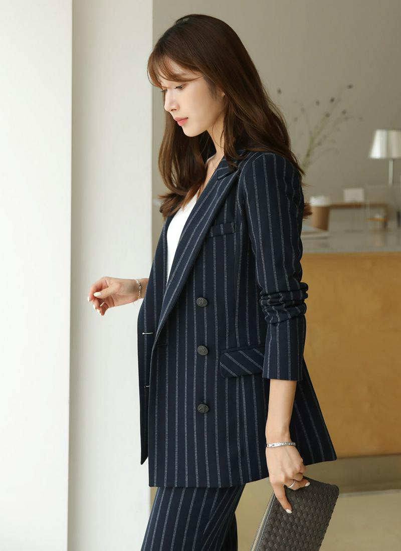 ストライプダブルボタンジャケット