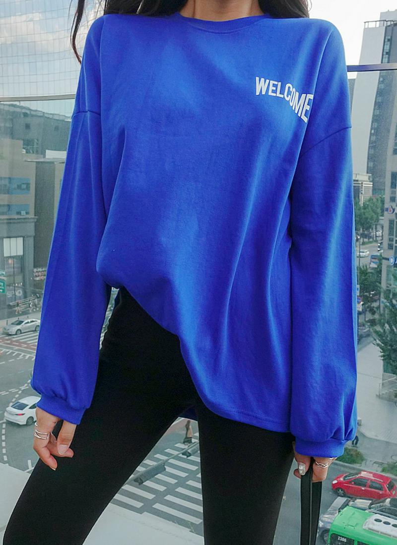 WELCOMEルーズ長袖Tシャツ