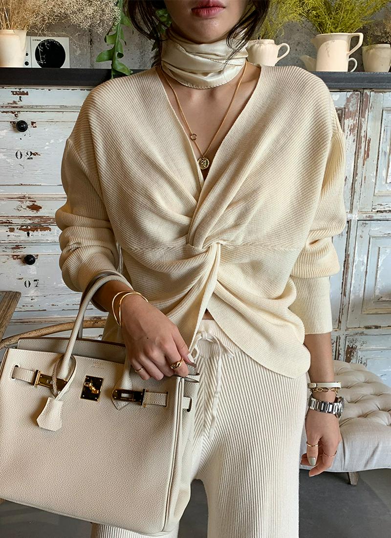 ウール混ツイストニット