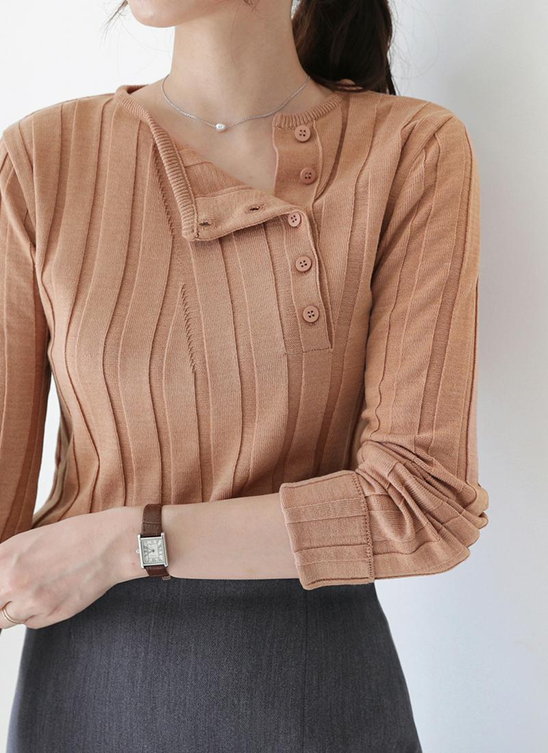 ボタンリブニット・全4色