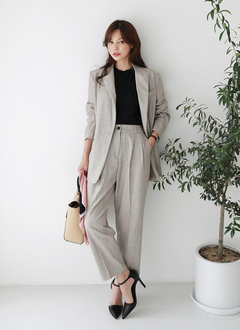 テーラードジャケット&タックスラックスSET・全2色