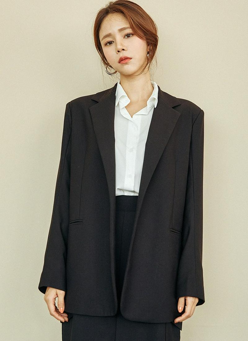 ウール混オープンジャケット