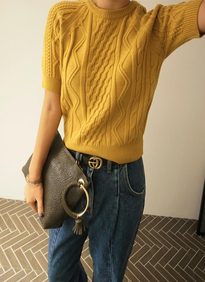 半袖パターンニット