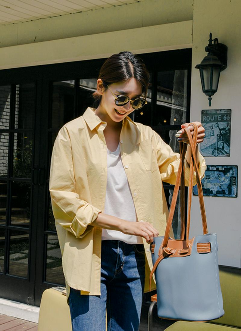 ラウンドヘムロングシャツ