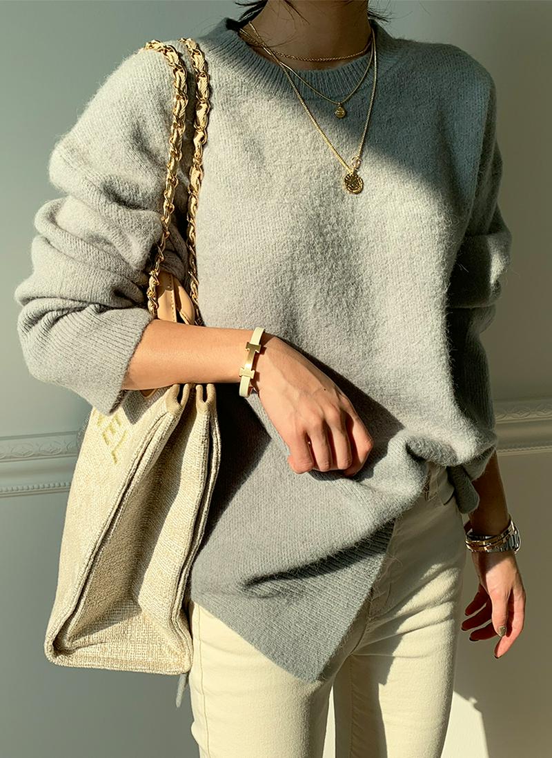 スリットヘムアクリルニット