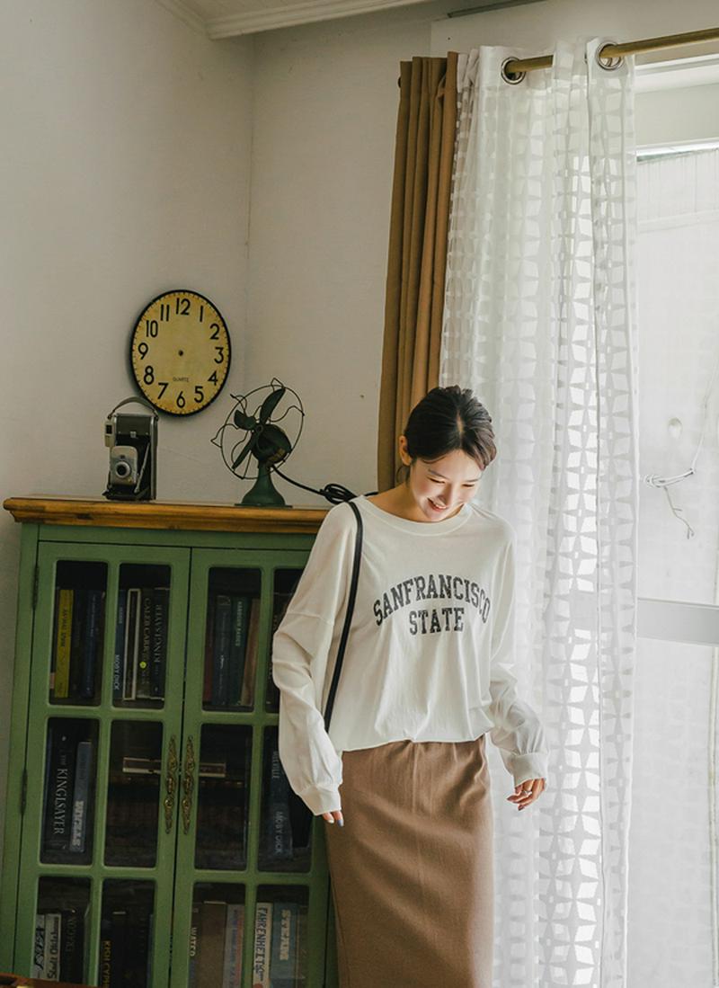 ドロップショルダーロングTシャツ