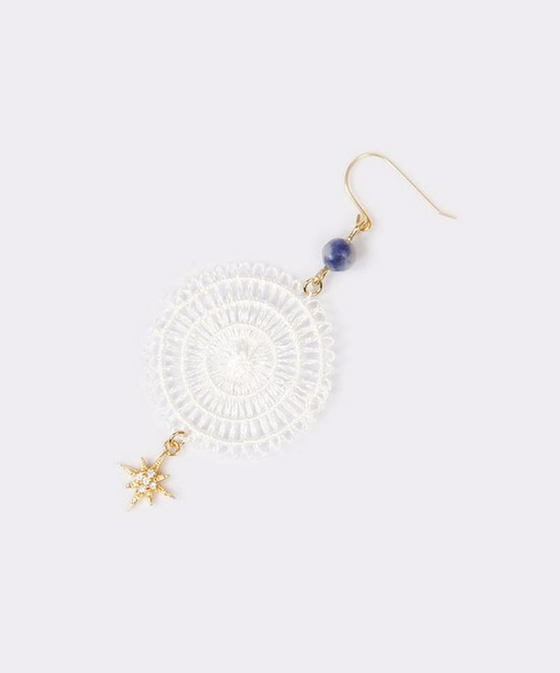 K14GF レースホワイト×ガラス八芳星ピアス