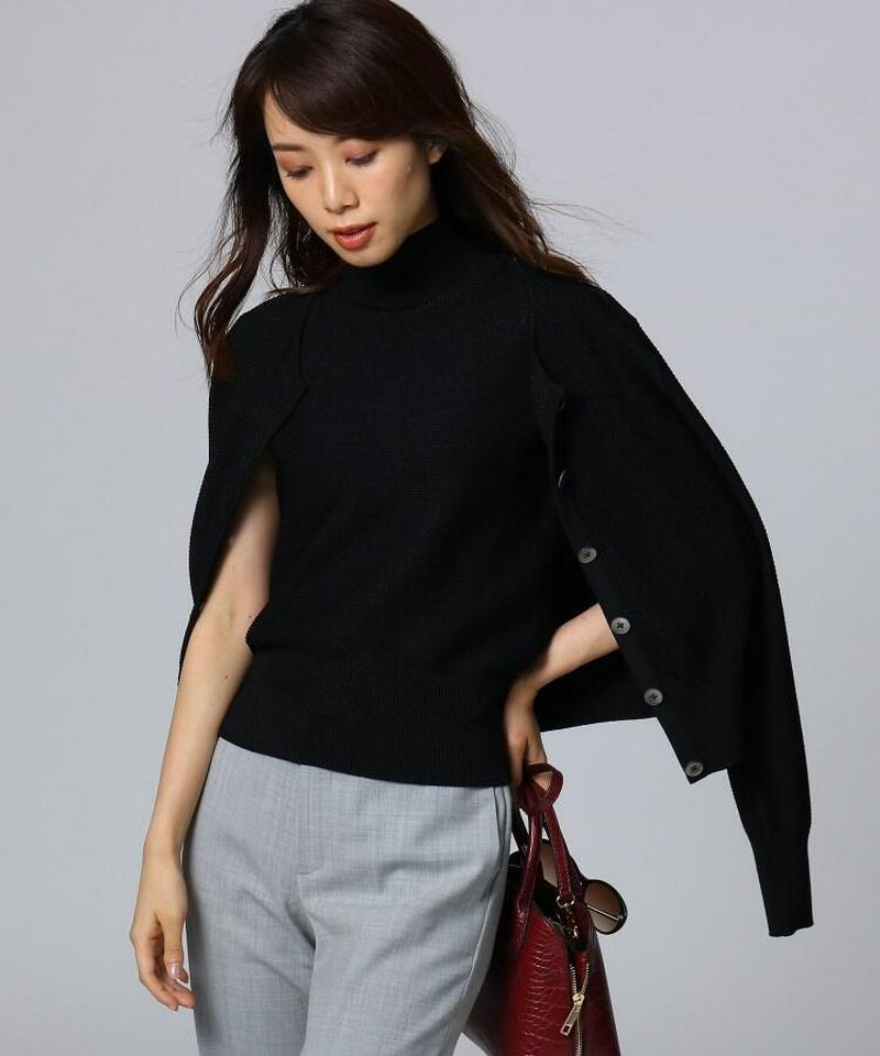 ◆【洗える】ストレッチクルーネックカーディガン