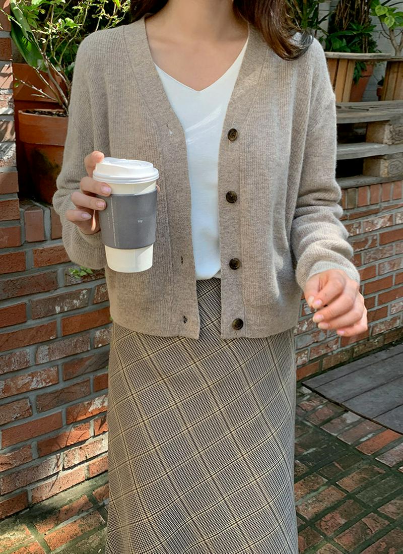 ウール混クロップドカーディガン