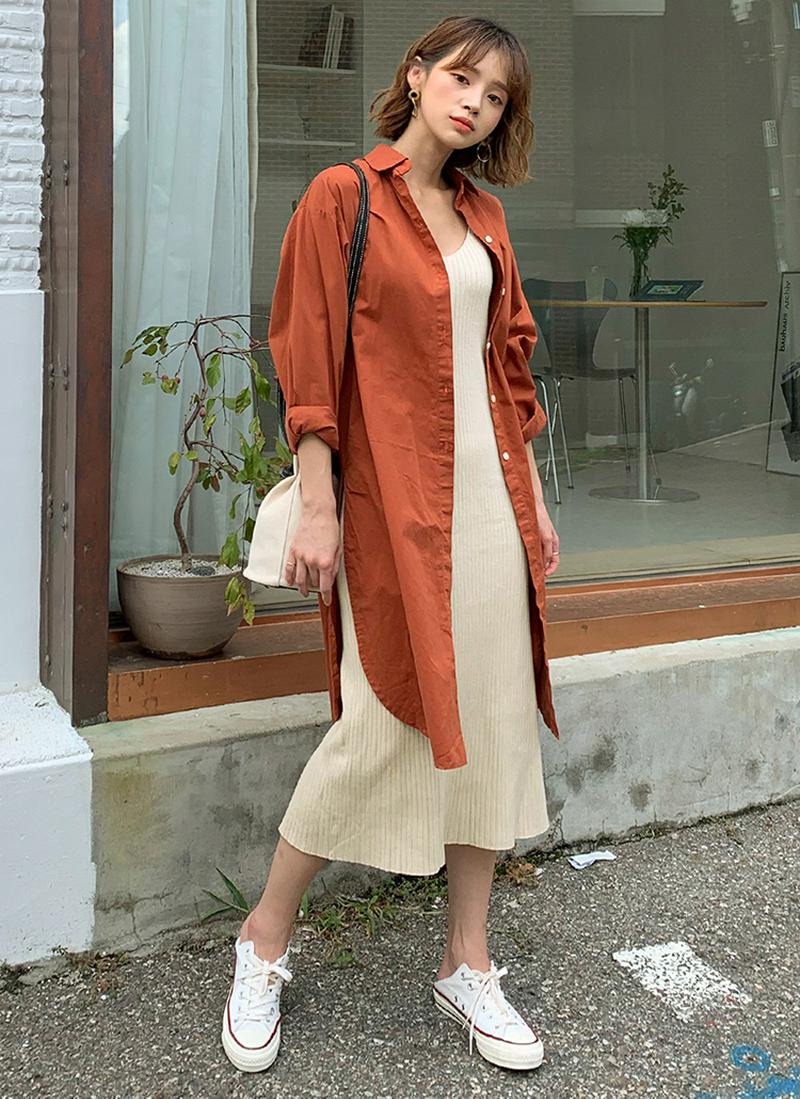 サイドスリットロングシャツ・全3色