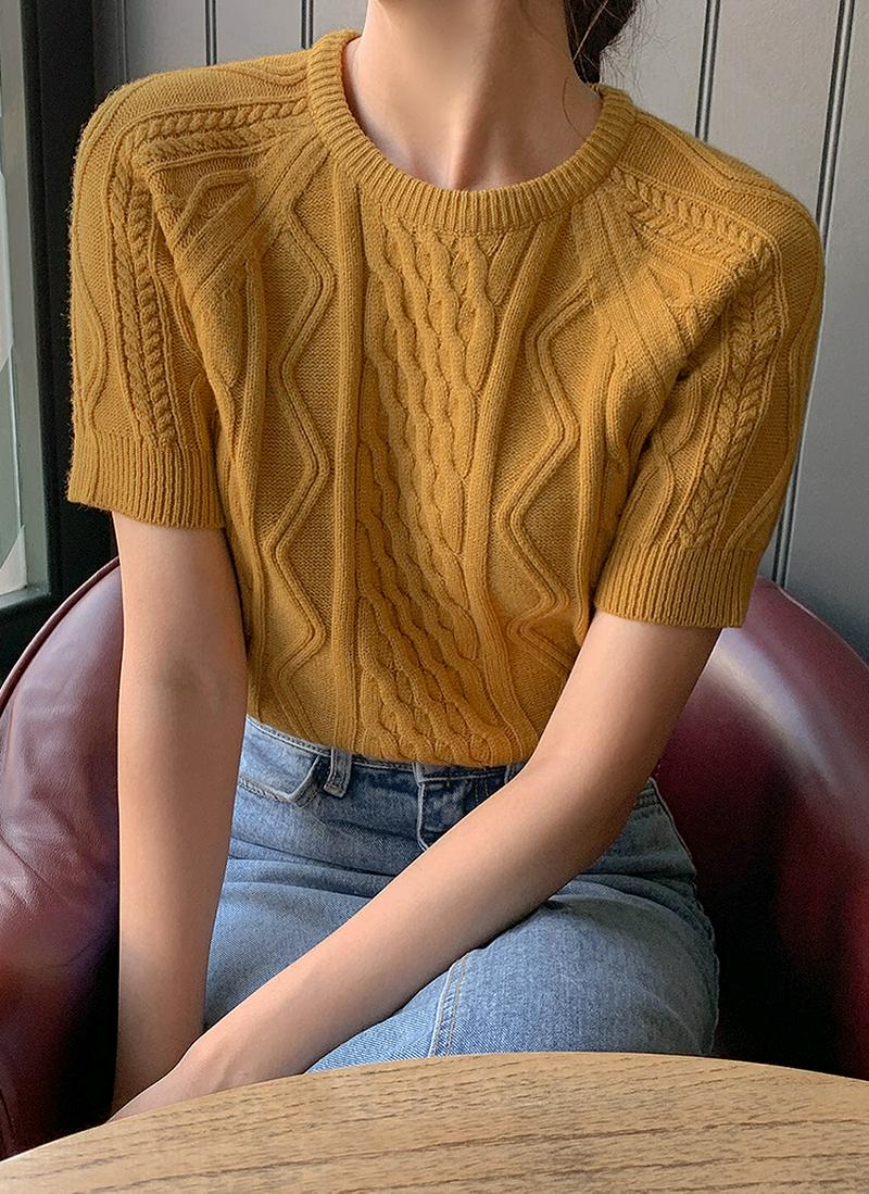 フィッシャーマン半袖ニット