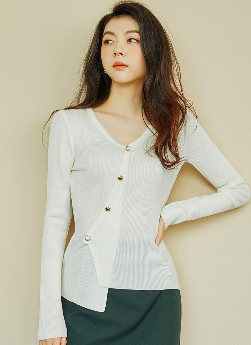 ポイントボタンニット