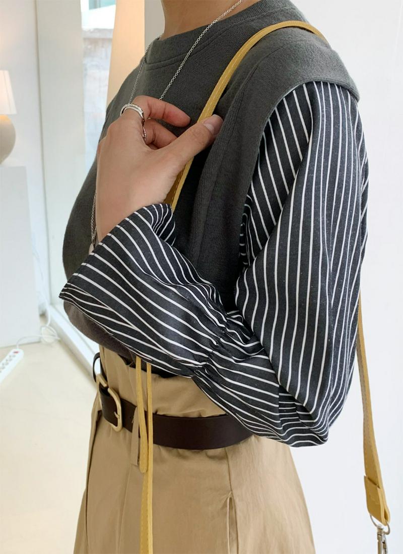 ストライプスリーブニット・全2色