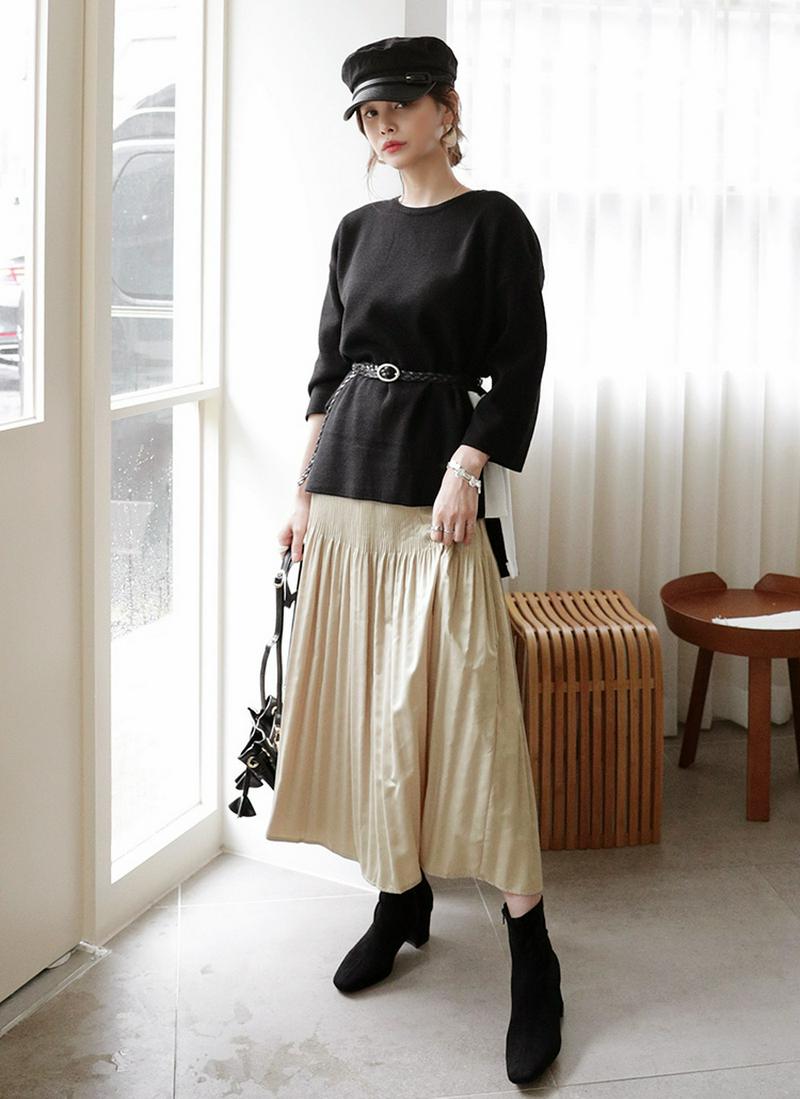 サイド配色スリットニット・全2色