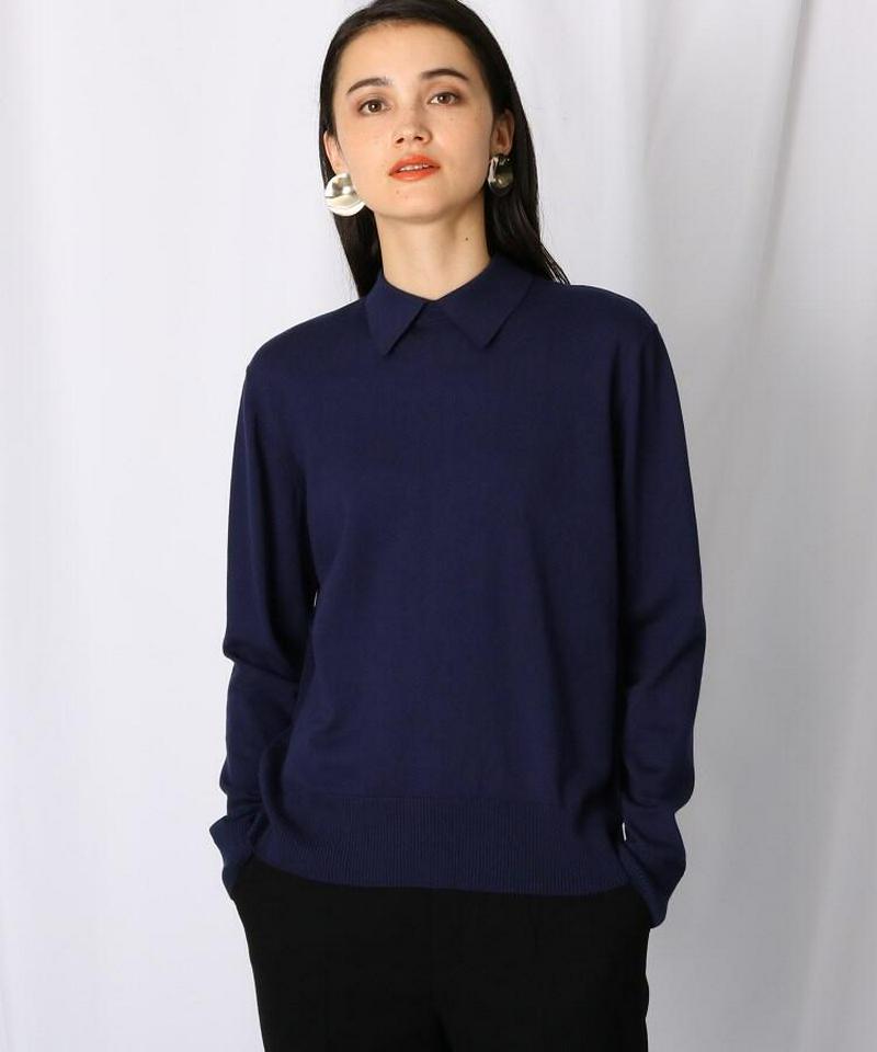 シルクカシミヤ混バックデザインニット