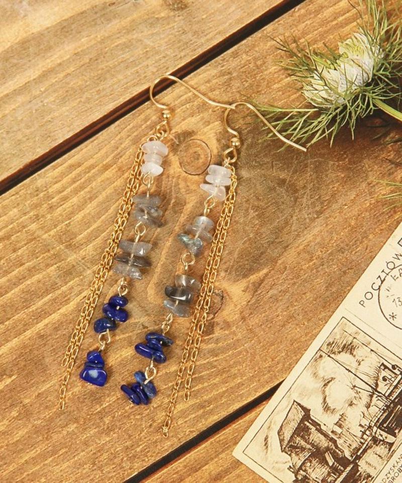 【9月誕生石】K14GF サザレラピスラズリ×ラブラドライトピアス