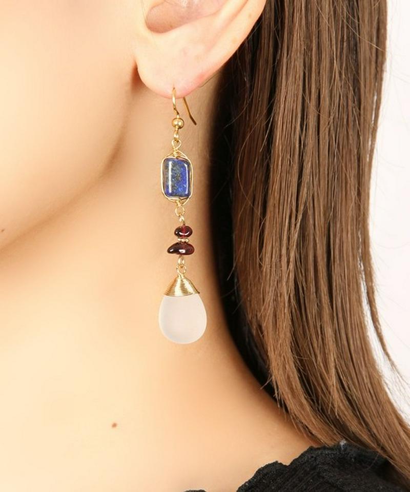 【9月誕生石】K14GF ラピスラズリ×クリスタルクォーツピアス