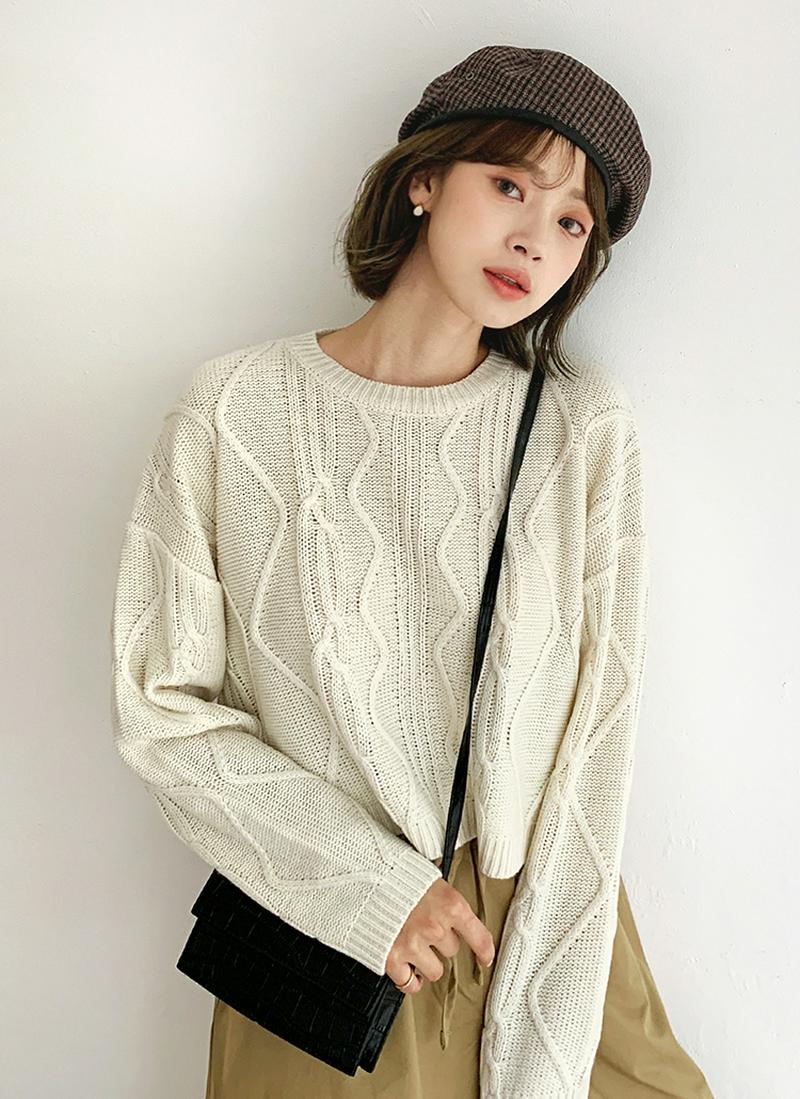 ラウンドケーブルニット・全5色