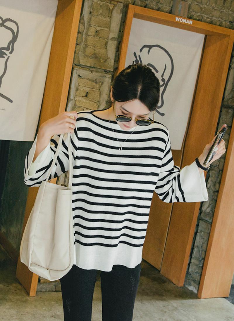 ボートネックボーダーニット