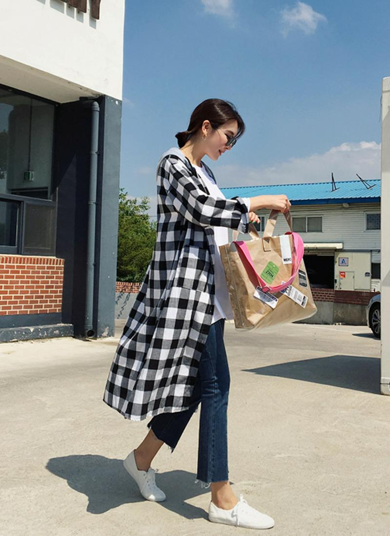 チェックロングジャケット