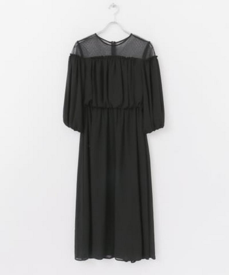 チュール×シフォンギャザードレス