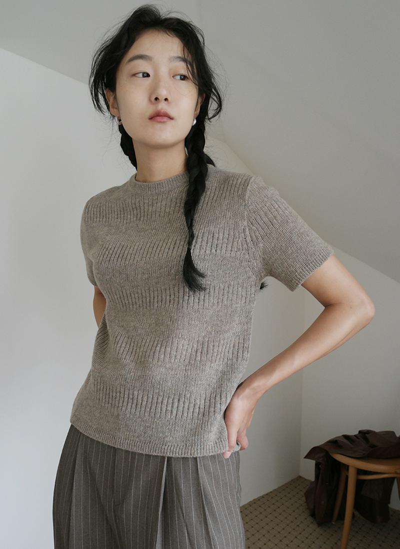 ウール混ボーダーニット