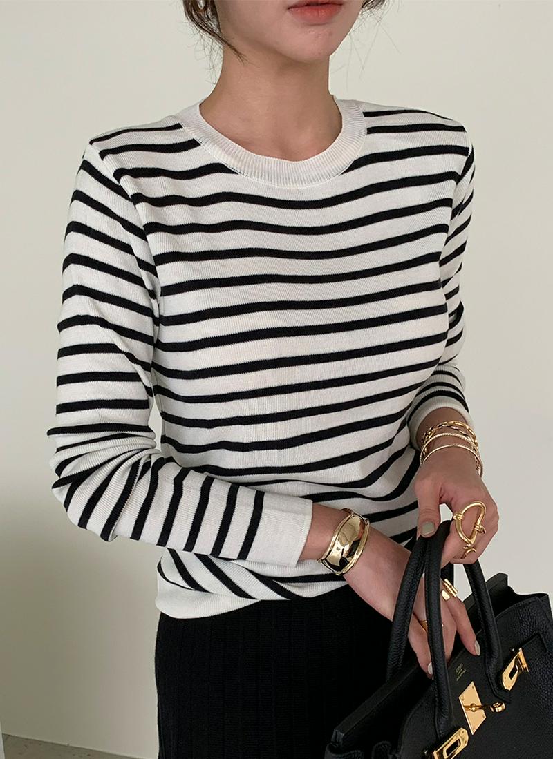 ボーダースリムニット